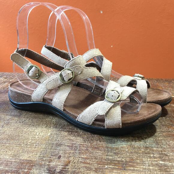 Dansko Jameson Sandal Womens 40 9.5-10 Tan Glimmer Strappy Cork Comfort Leather - Picture 1 of 8